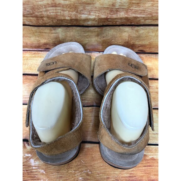 UGG Tan Suede Shearling Lined Ankle Strap Sandals Mens 11 M (5s73) - Picture 4 of 10